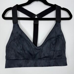 Lilybod Sports Bra XS Black Pinstripe Racerback Adjustable Band Stretch Activewe